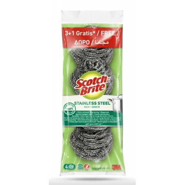 Estropajos Scotch-Brite acero inoxidable 3+1 unidades
