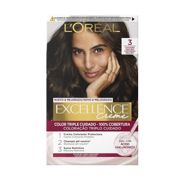 Tinte Capilar Excellence Creme 3 Castaño Oscuro.