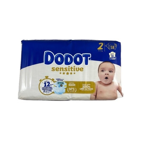 Pañal Dodot Sensitive protección plus T-2  58 unidades.