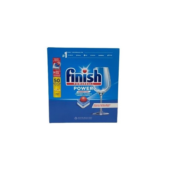 Detergente Finish Powerball 50 pastillas limón.